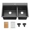 Kibi 33in Top-Mount Workstation Double Bowl Quartz Kitchen Sink K4-TD33T - alternate 1